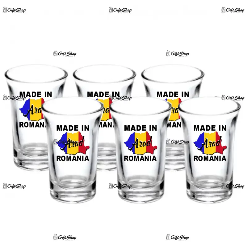 Made in arad romania, set 6 pahare shout, model 27bs